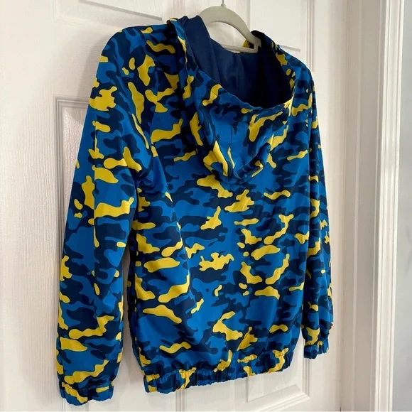 Cub Scout BSA Scouting Blue Gold Camo Hooded Windbreaker Jacket Coat Youth Sz L - Picture 12 of 14